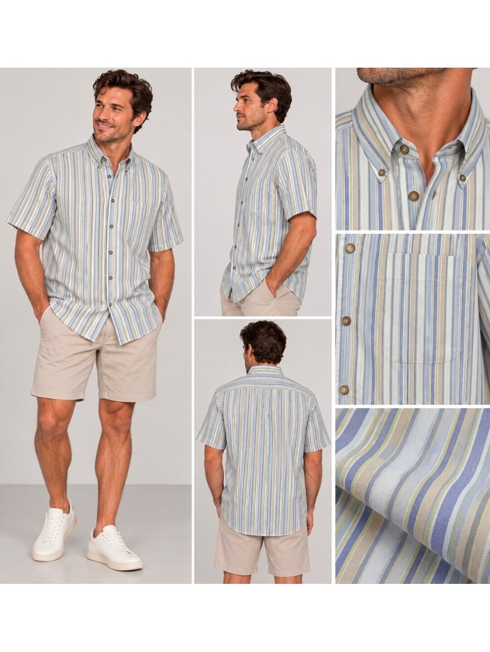 Pendleton Men’s XL Short Sleeve Button Down Shirt 100% Cotton Striped Multicolor